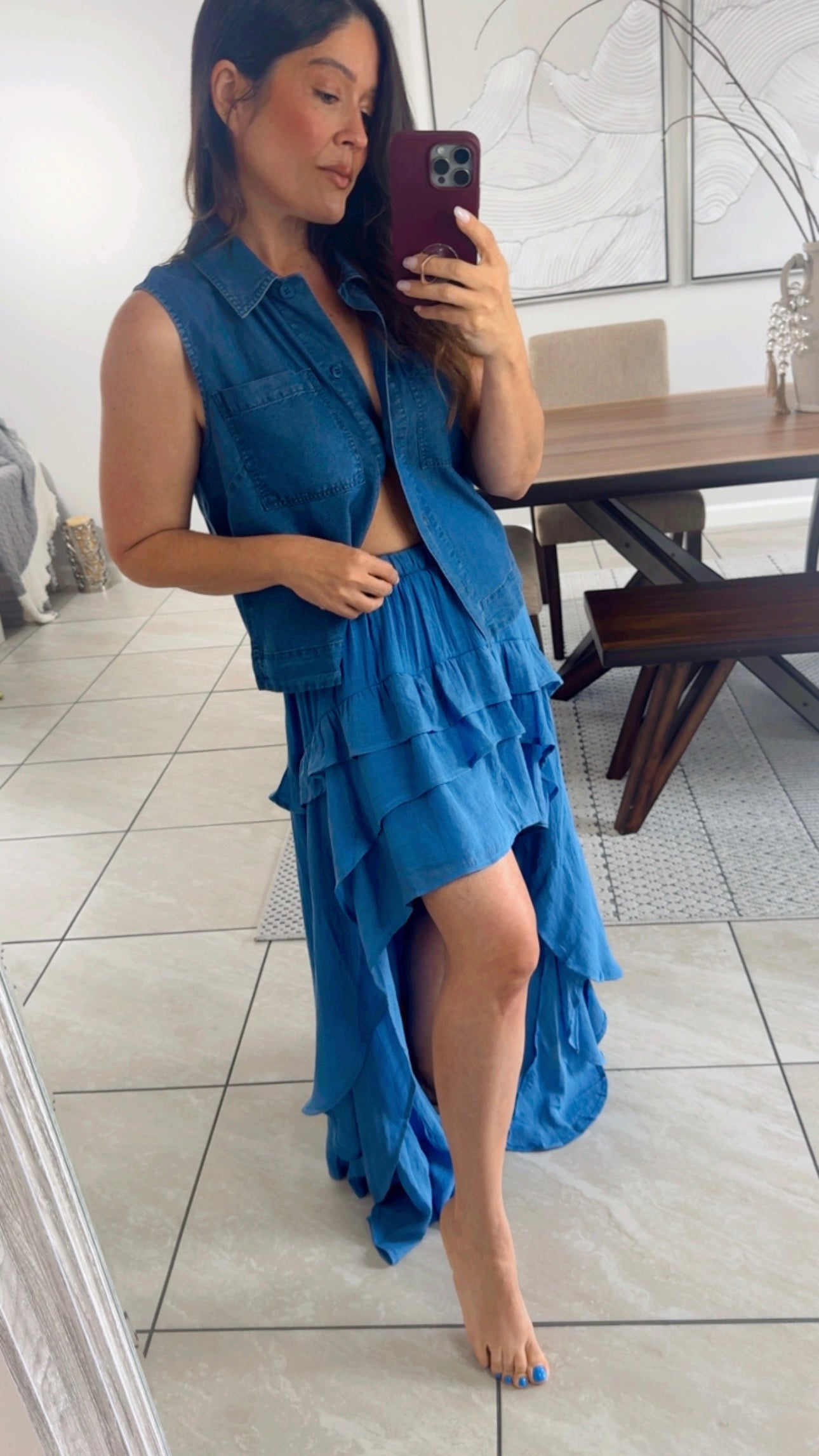 🌊Boho Blue Skirt