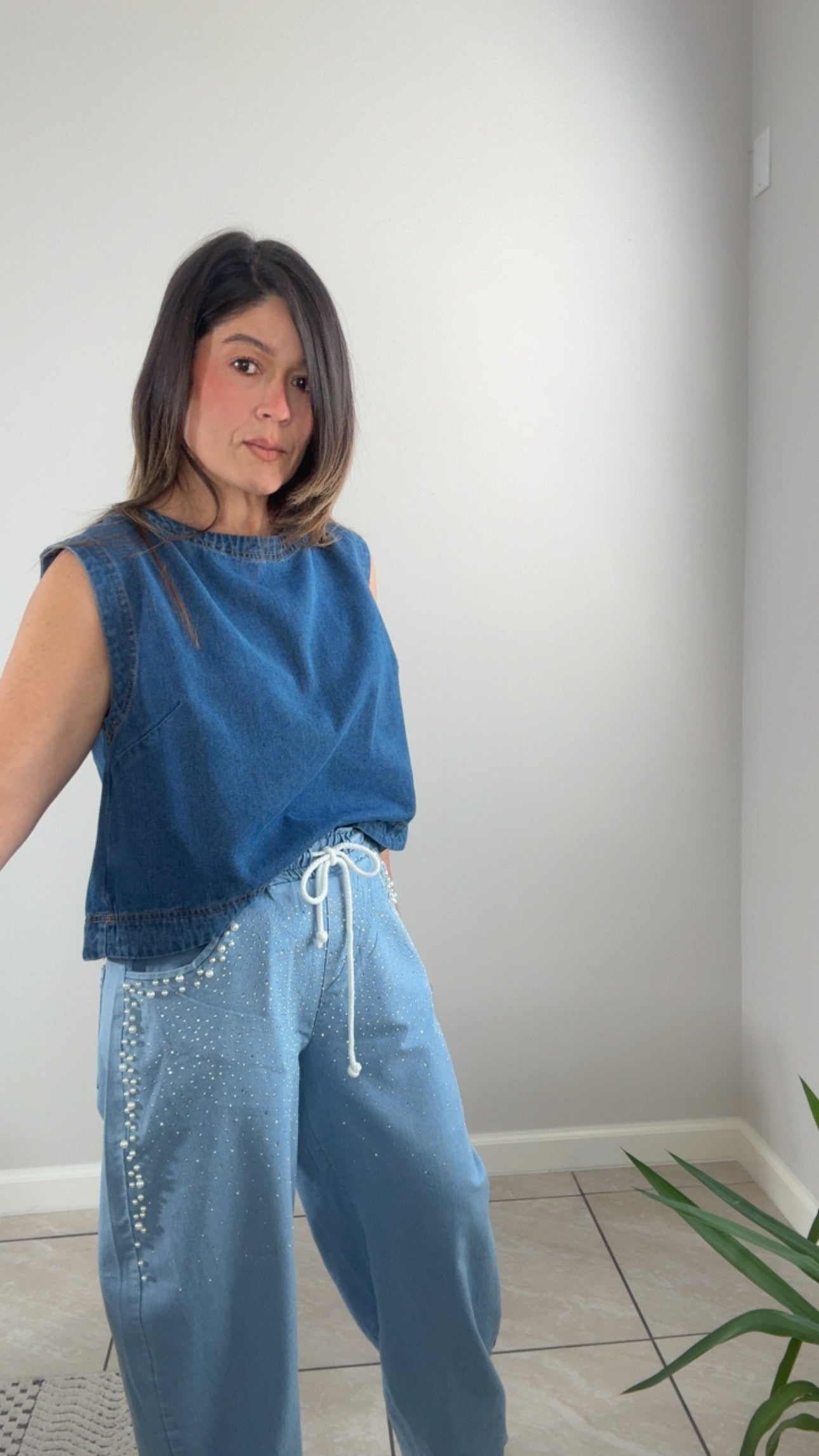 Pearled Italian Denim