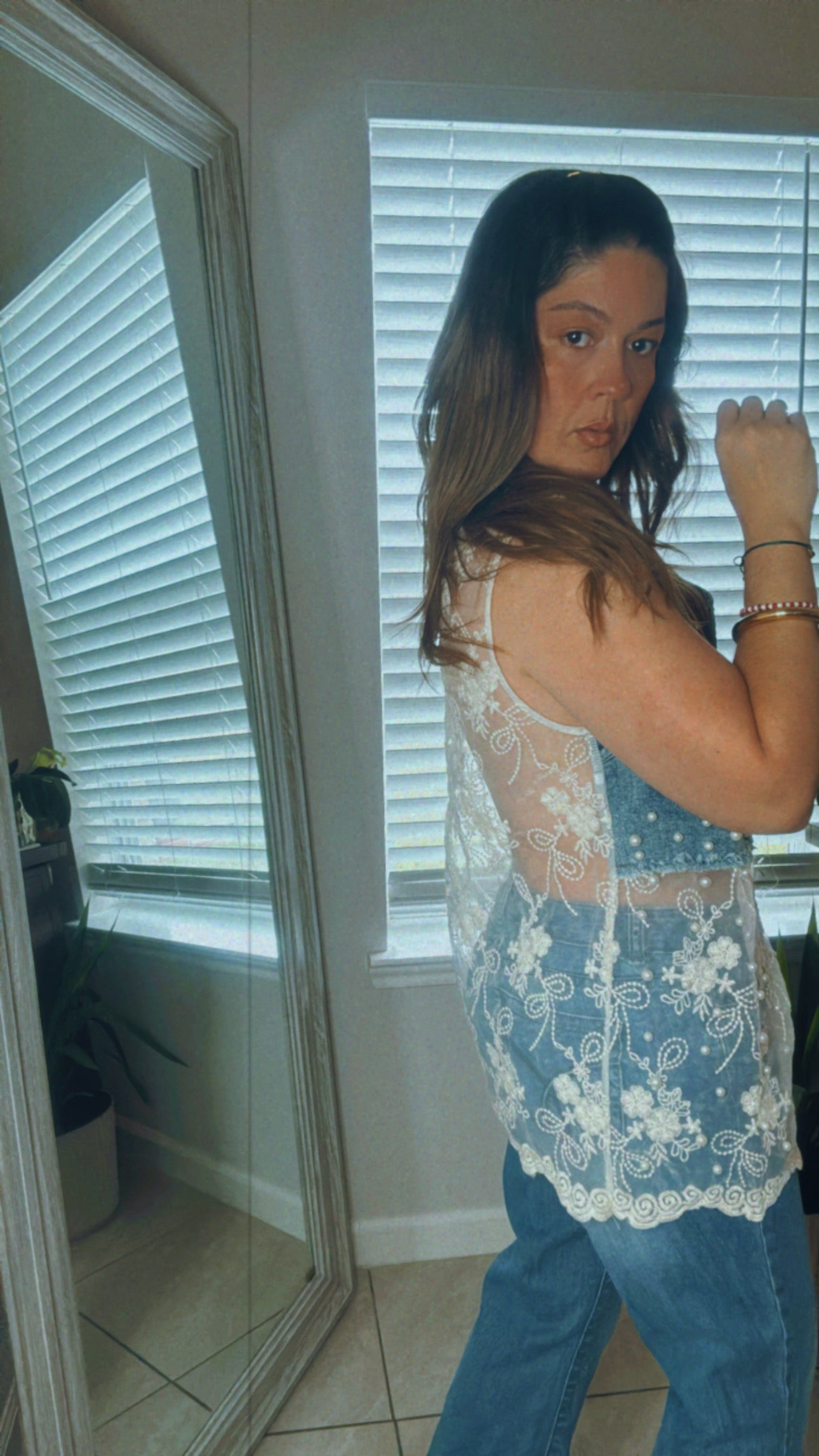 Denim/ Lace Vest