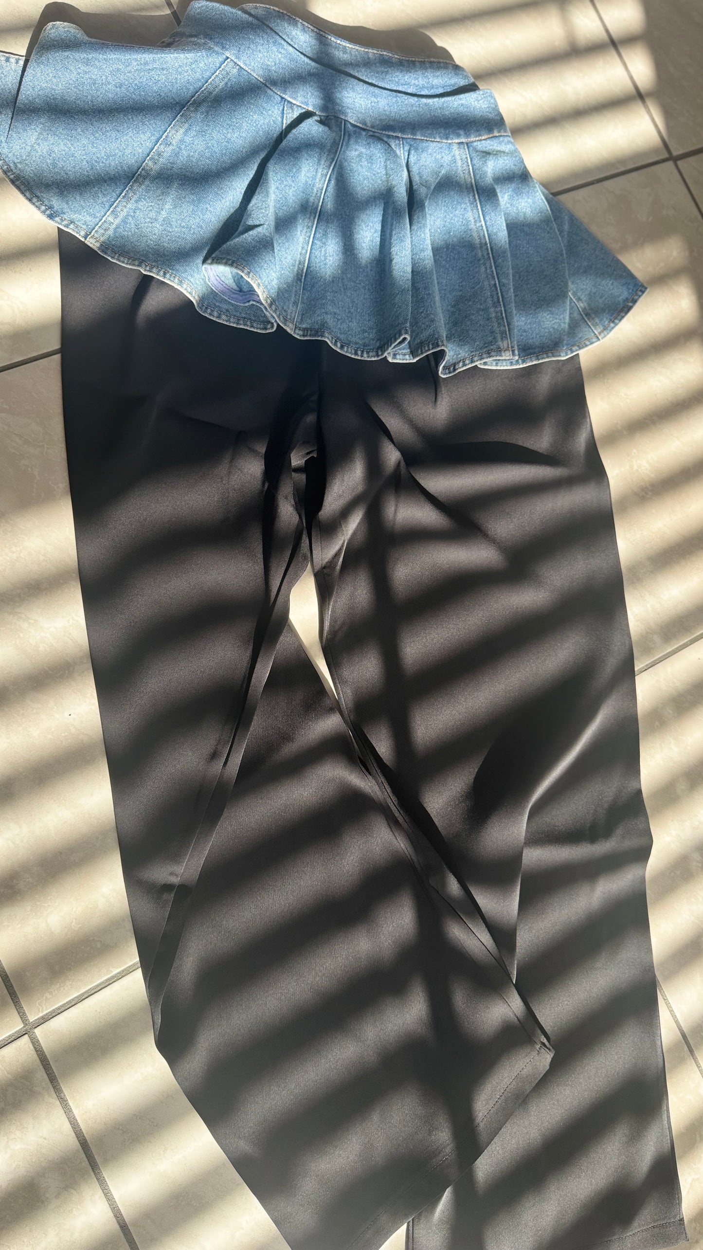 Denim Ruffled Trouser