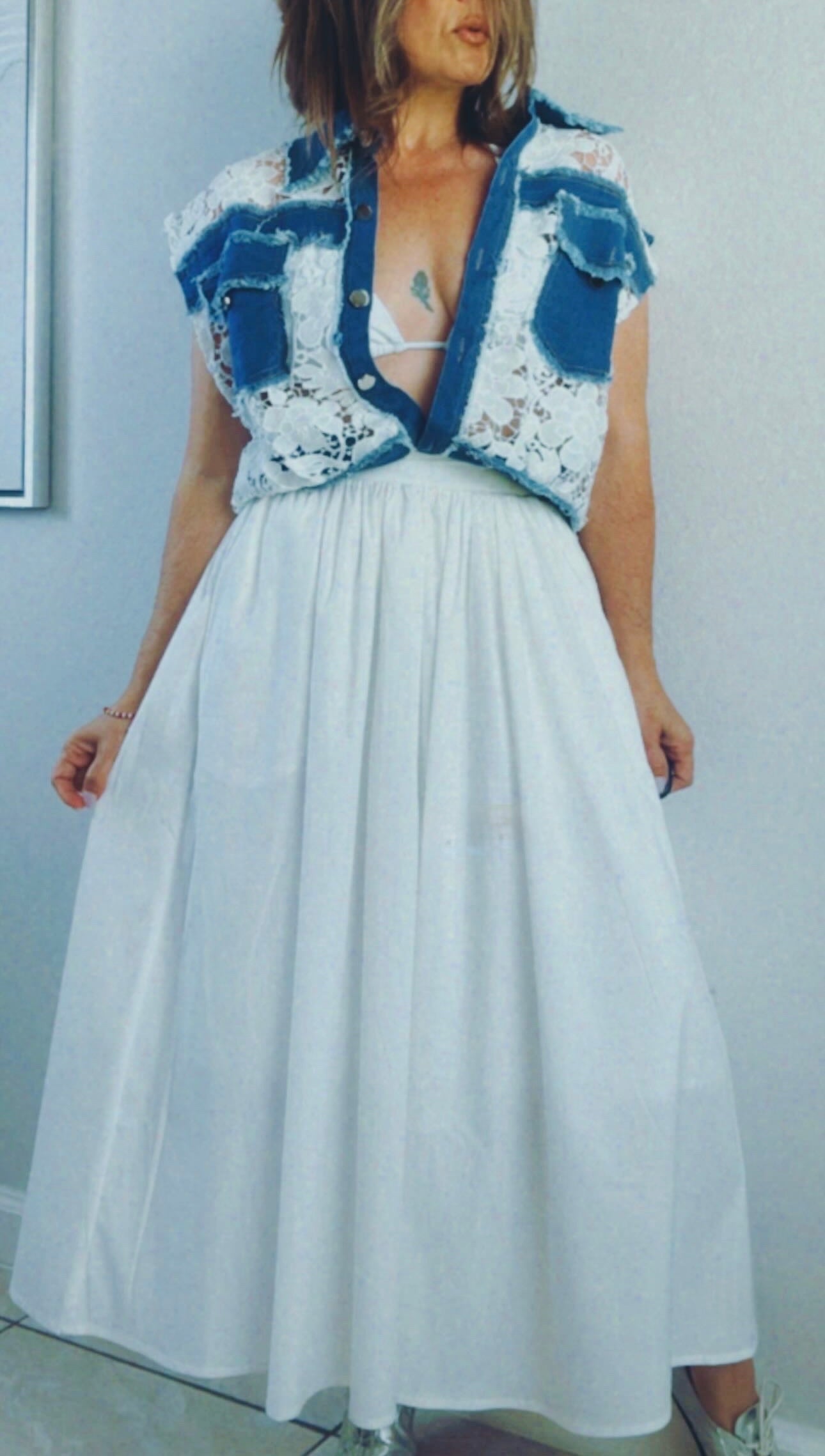 Lace/Denim Vest