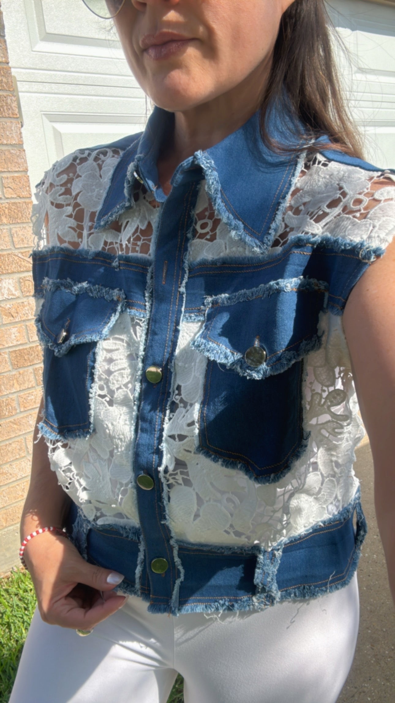 Lace/Denim Vest
