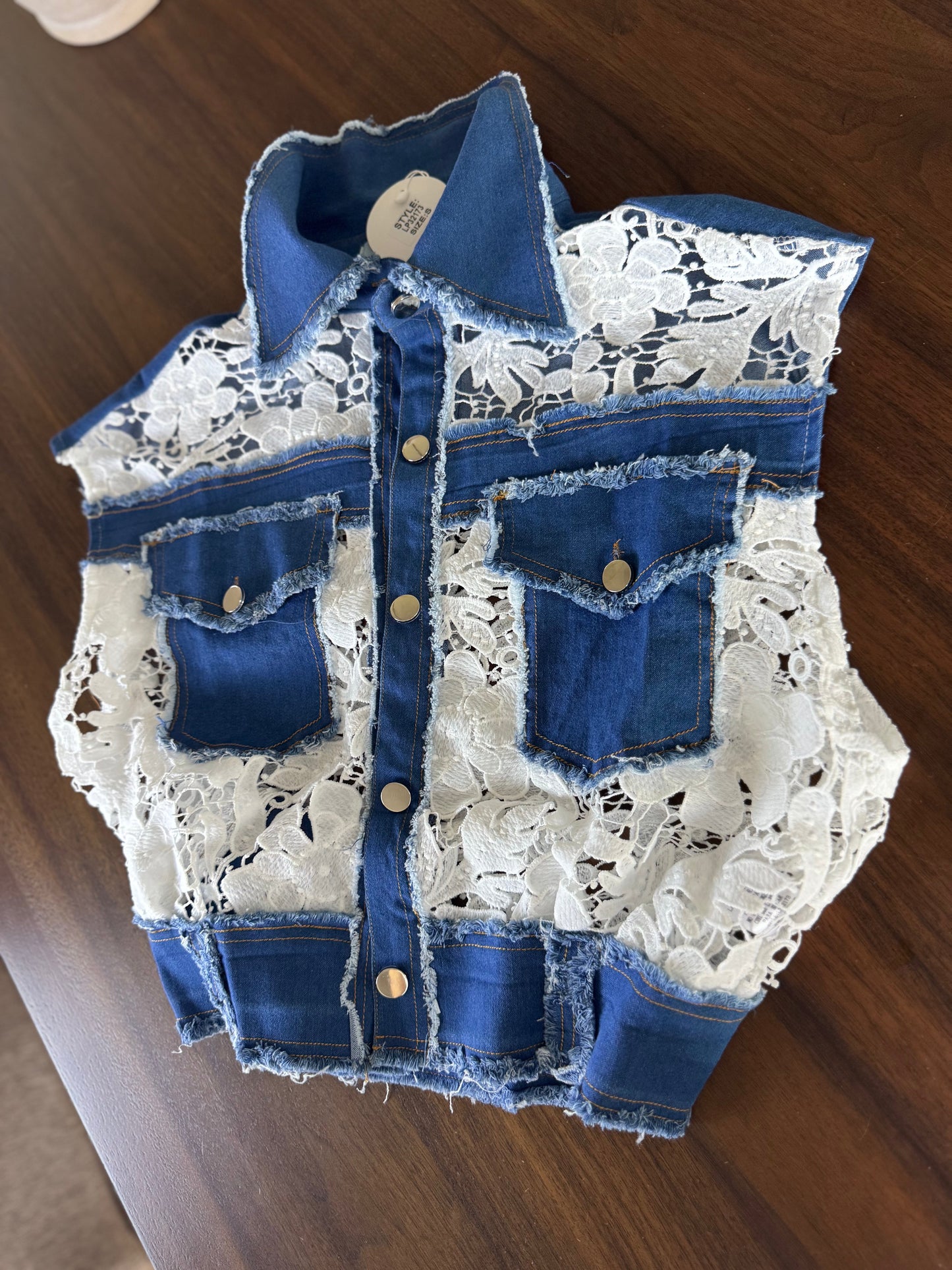 Lace/Denim Vest