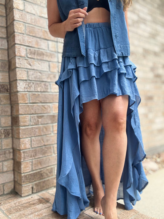🌊Boho Blue Skirt