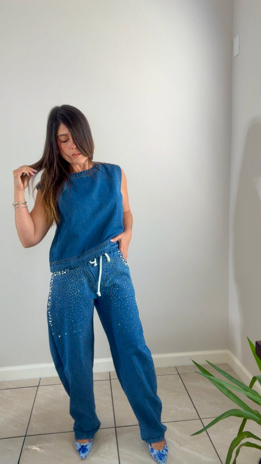 Pearled Italian Denim