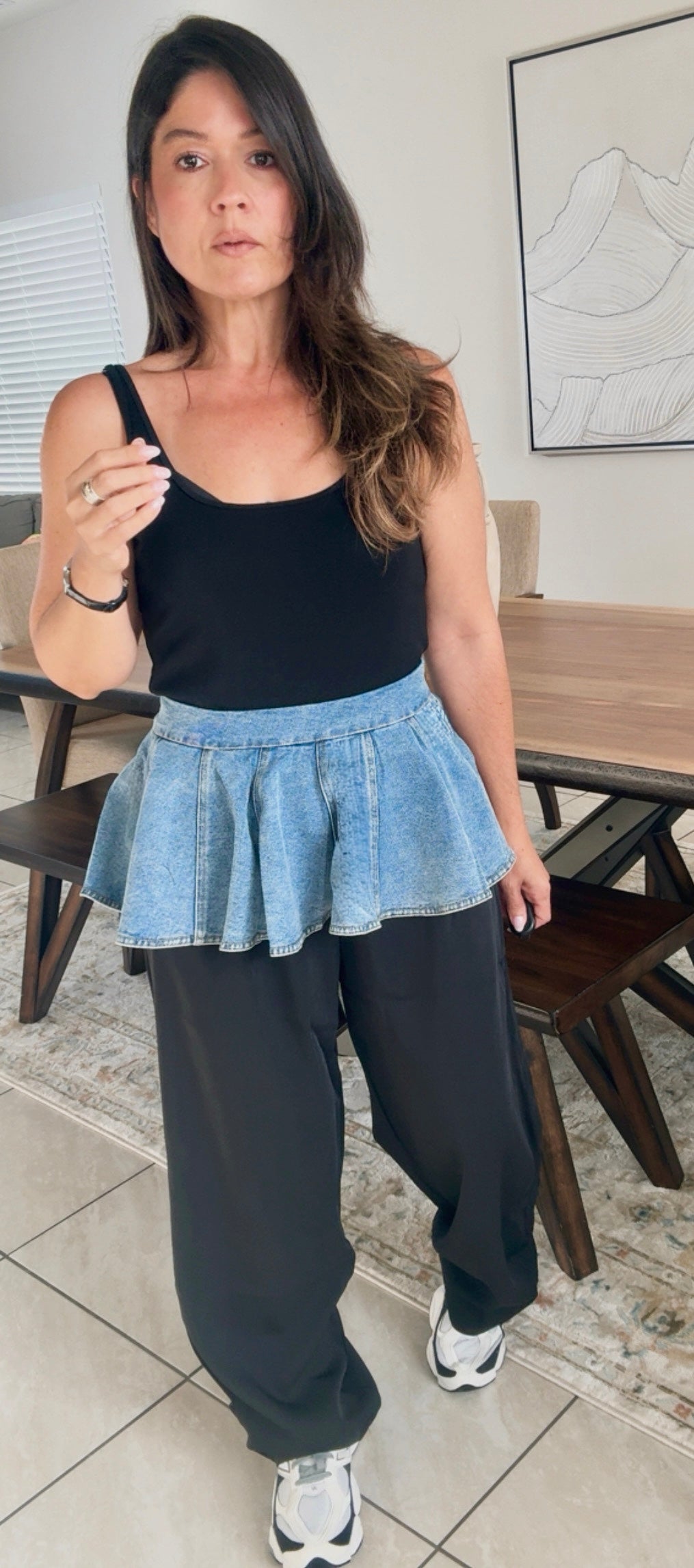 Denim  Ruffled Trouser