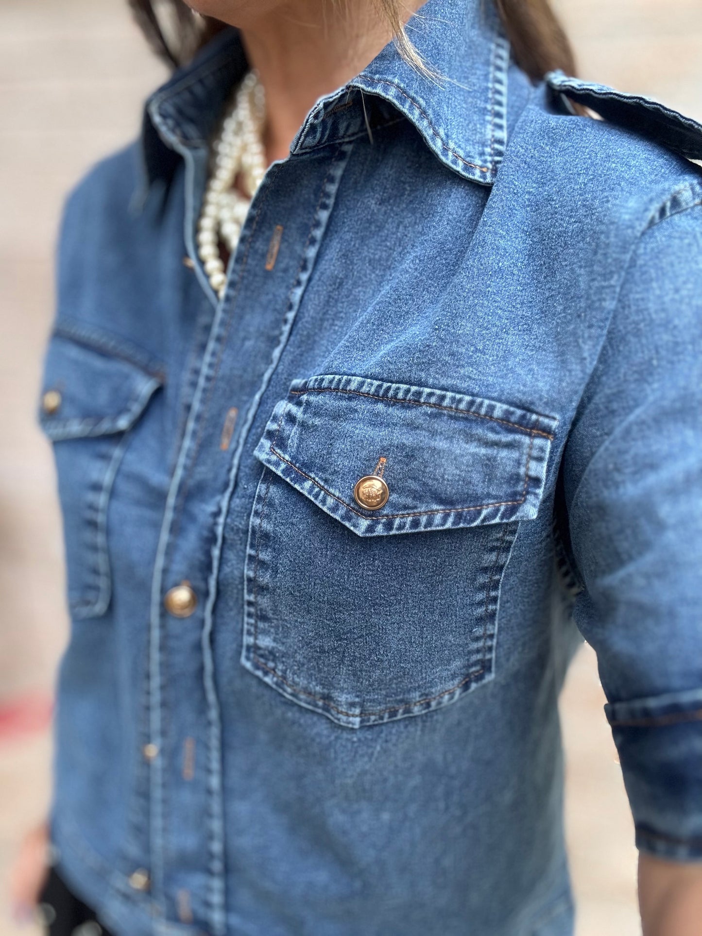 Denim Cropped Trench