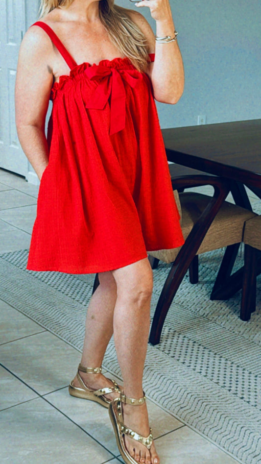 Red Pique Romper
