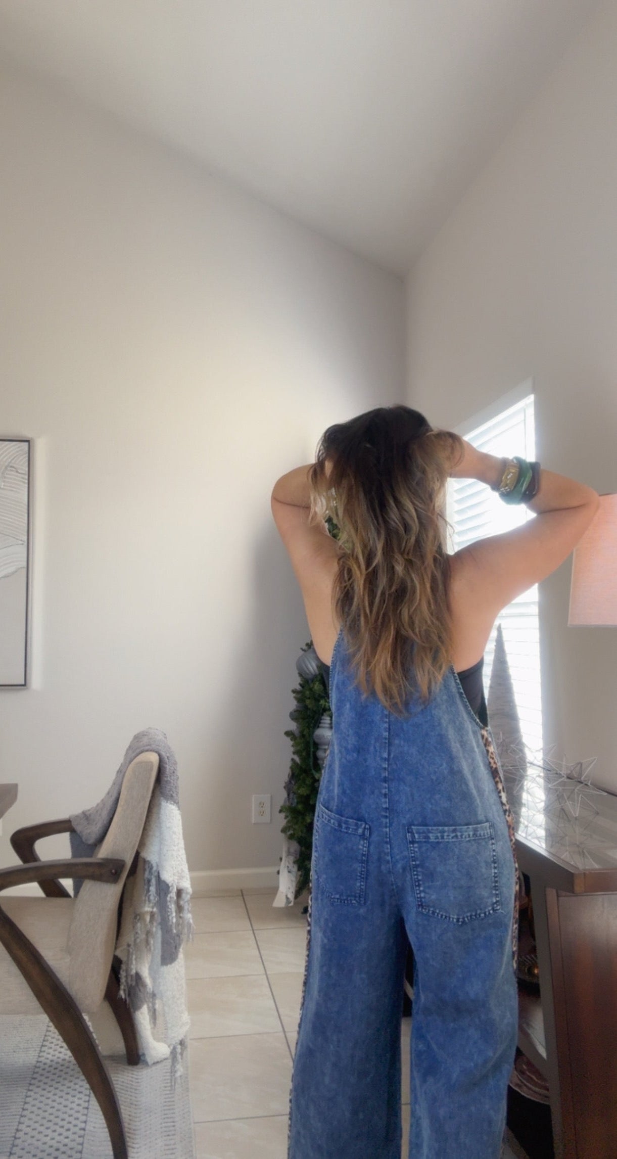 Denim/Track Lines jumpsuit