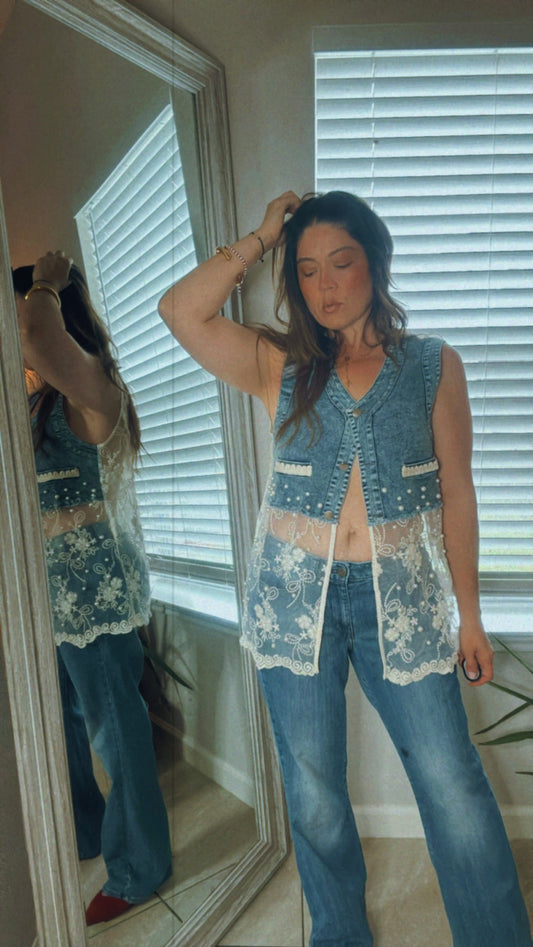 Denim/ Lace Vest