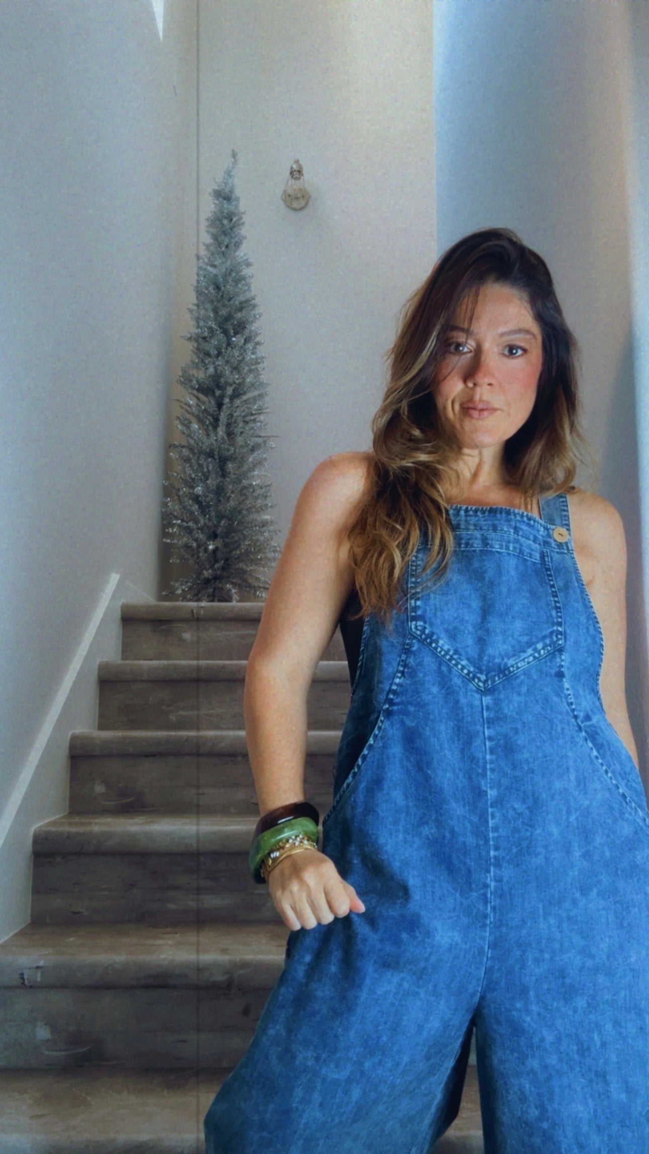 Denim/Track Lines jumpsuit