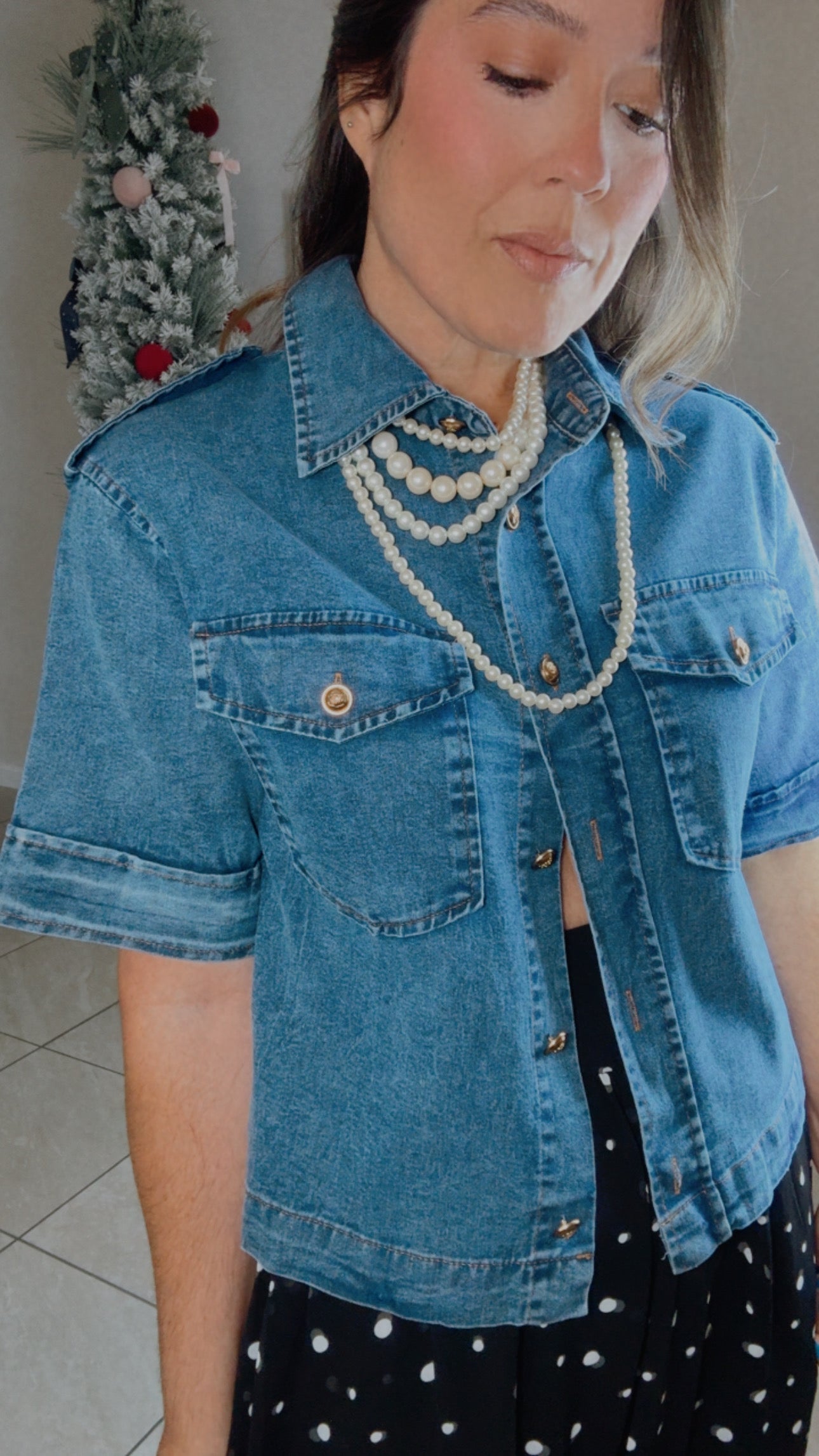 Denim Cropped Trench