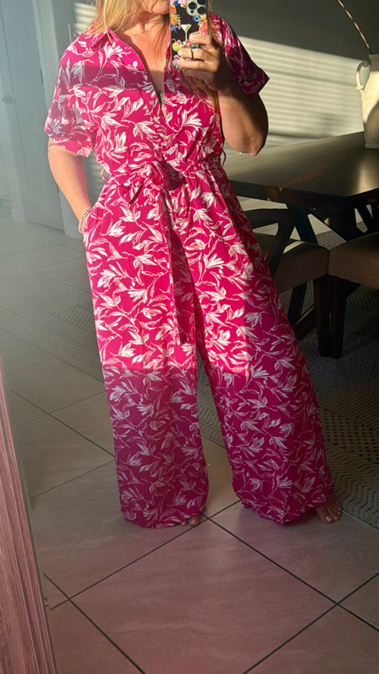 Tropical Hot Pink Jumpsuit